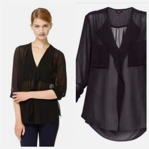 Aritzia Babaton Finley Blouse Long Sleeve Semi Sheer Silk Top